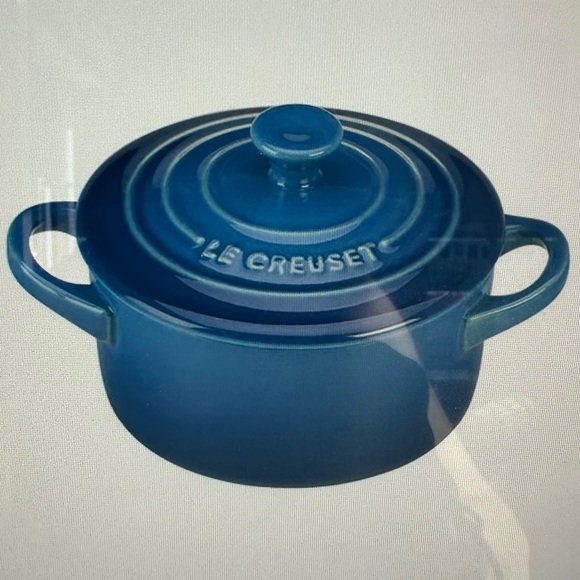 Le Creuset Other - Last one !! Le Creuset Mini Round Cocottes NWT Marseille Blue 8 oz with lids x1
